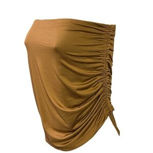 Tsher Strapless Cropped Tank Top Brown Stretch‎ Drawstring Sexy Date Night XS